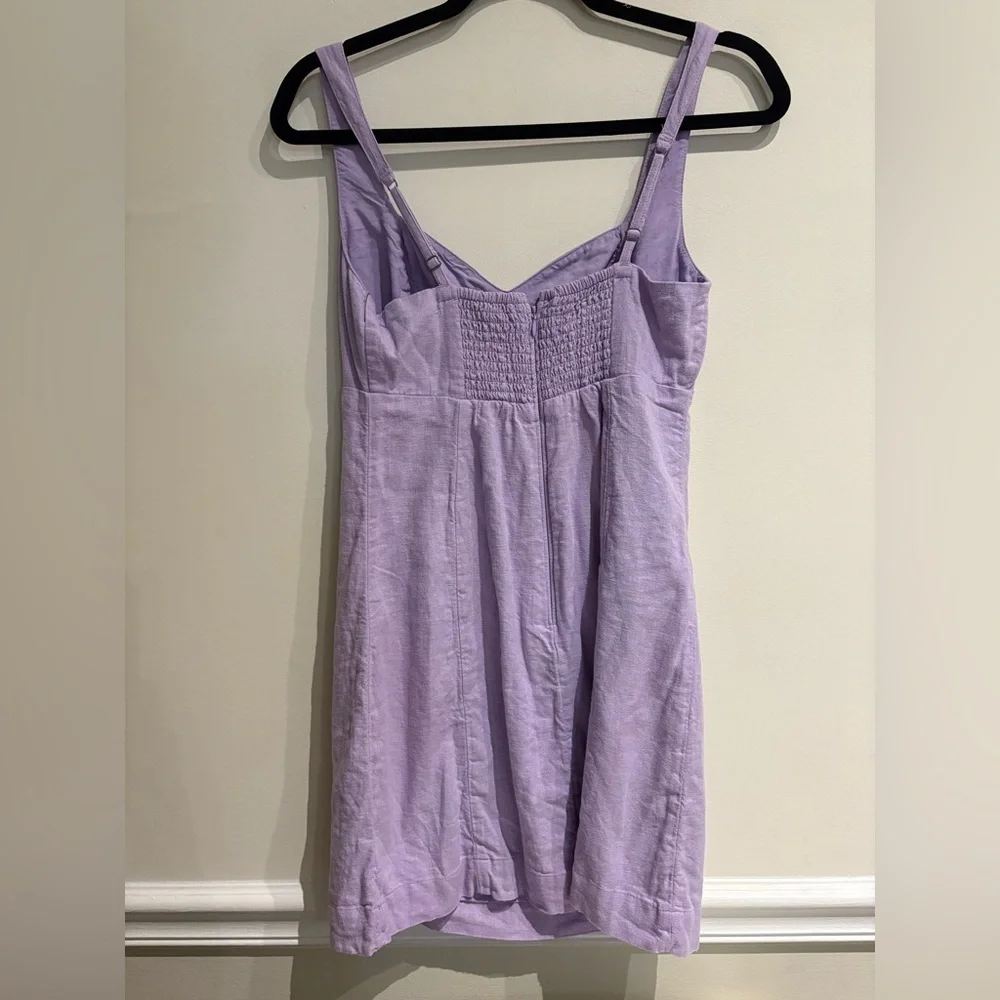 Abercrombie Corset Seamed Linen Blend Mini Dress Lavender Purple Size Small - Picture 8 of 10